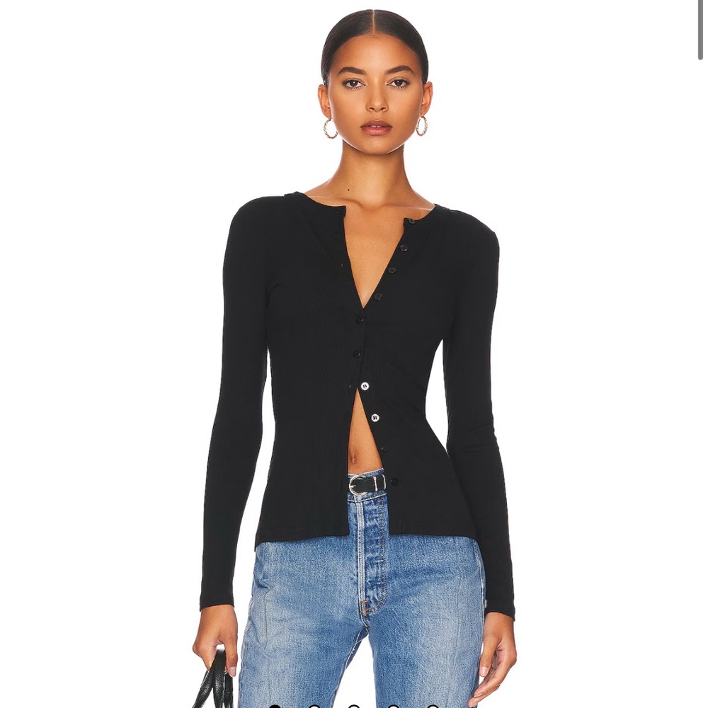 Revolve Superdown Sasha Button Top in Black